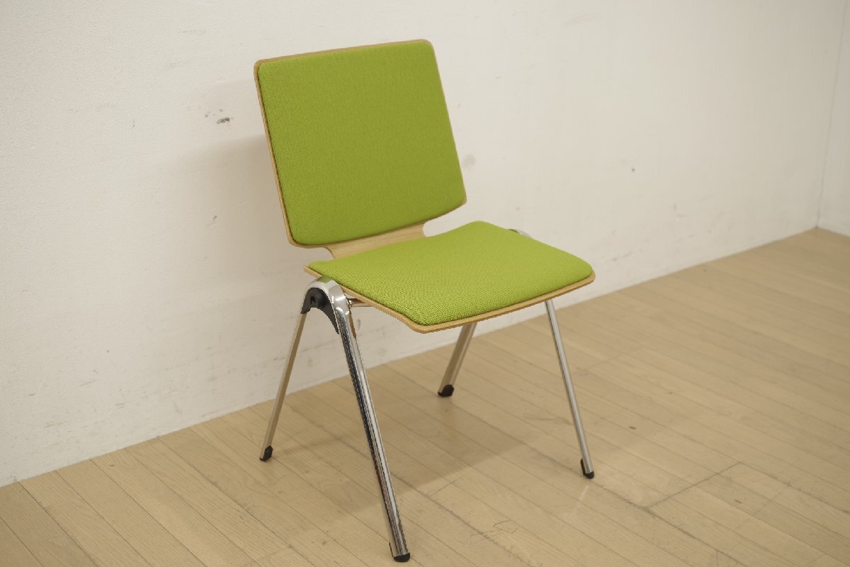 未使用保管品 カッシーナ取扱 Interstuhl インタースツール VLEGS V100H スタッキングチェア オーク材 オリーブグリーン ドイツ製 椅子
