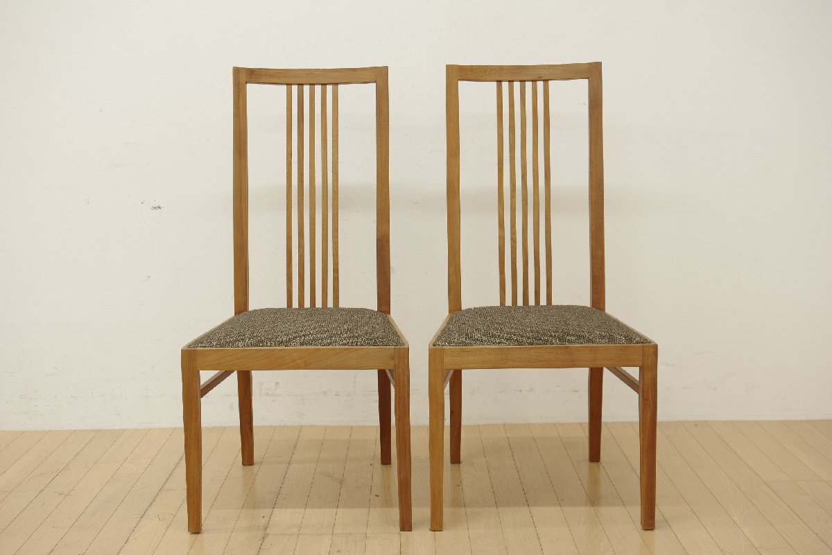 タイムアンドスタイル TIME＆STYLE フランクス ダイニングチェア 2脚セット ハイバック ウォールナット ファブリック イス 椅子 モダン (A)