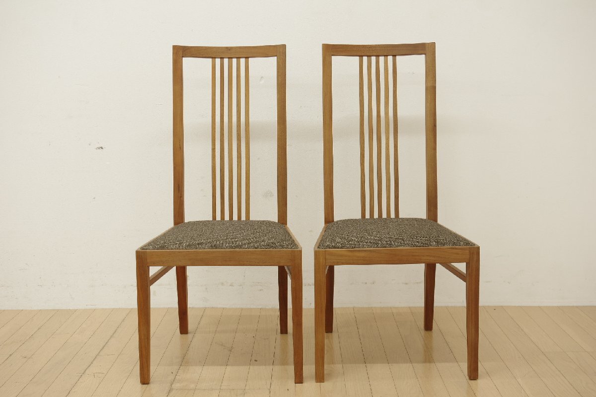 タイムアンドスタイル TIME＆STYLE フランクス ダイニングチェア 2脚セット ハイバック ウォールナット ファブリック イス 椅子 モダン (B)