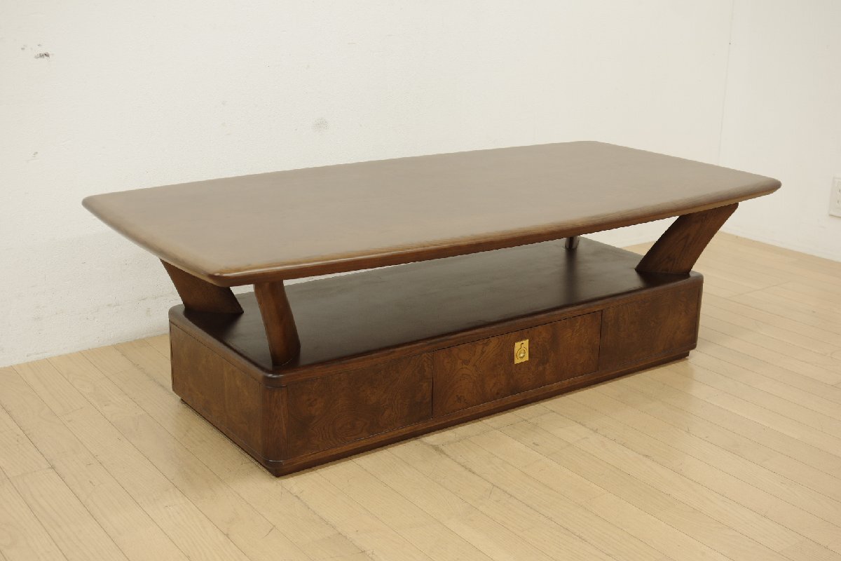 カリモク karimoku センターテーブル 棚 引き出し 付き ローテーブル リビングテーブル 収納 机 座卓 木製 応接