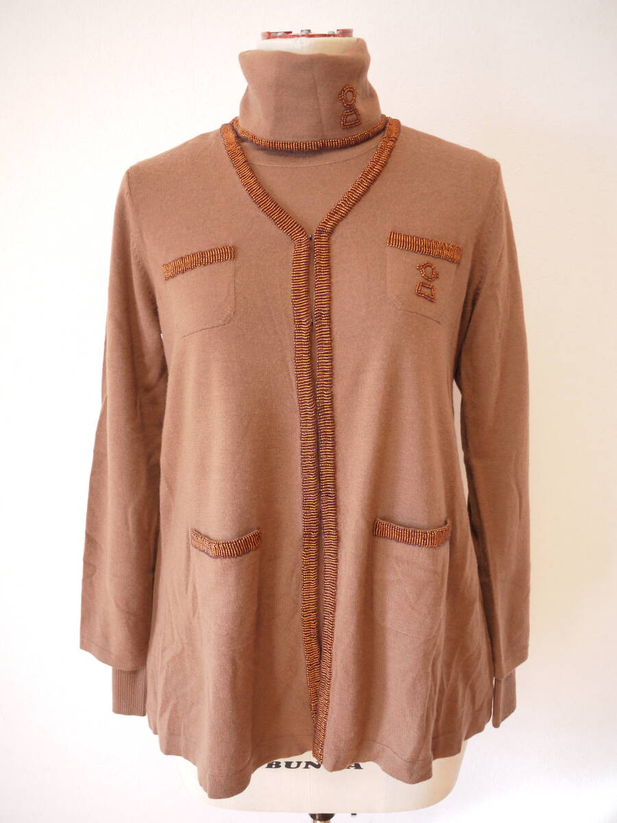 PICONE VERY ピッコーネベリー ウール/カシミヤ アンサンブルニット ブラウン ３８ 美品/未使用