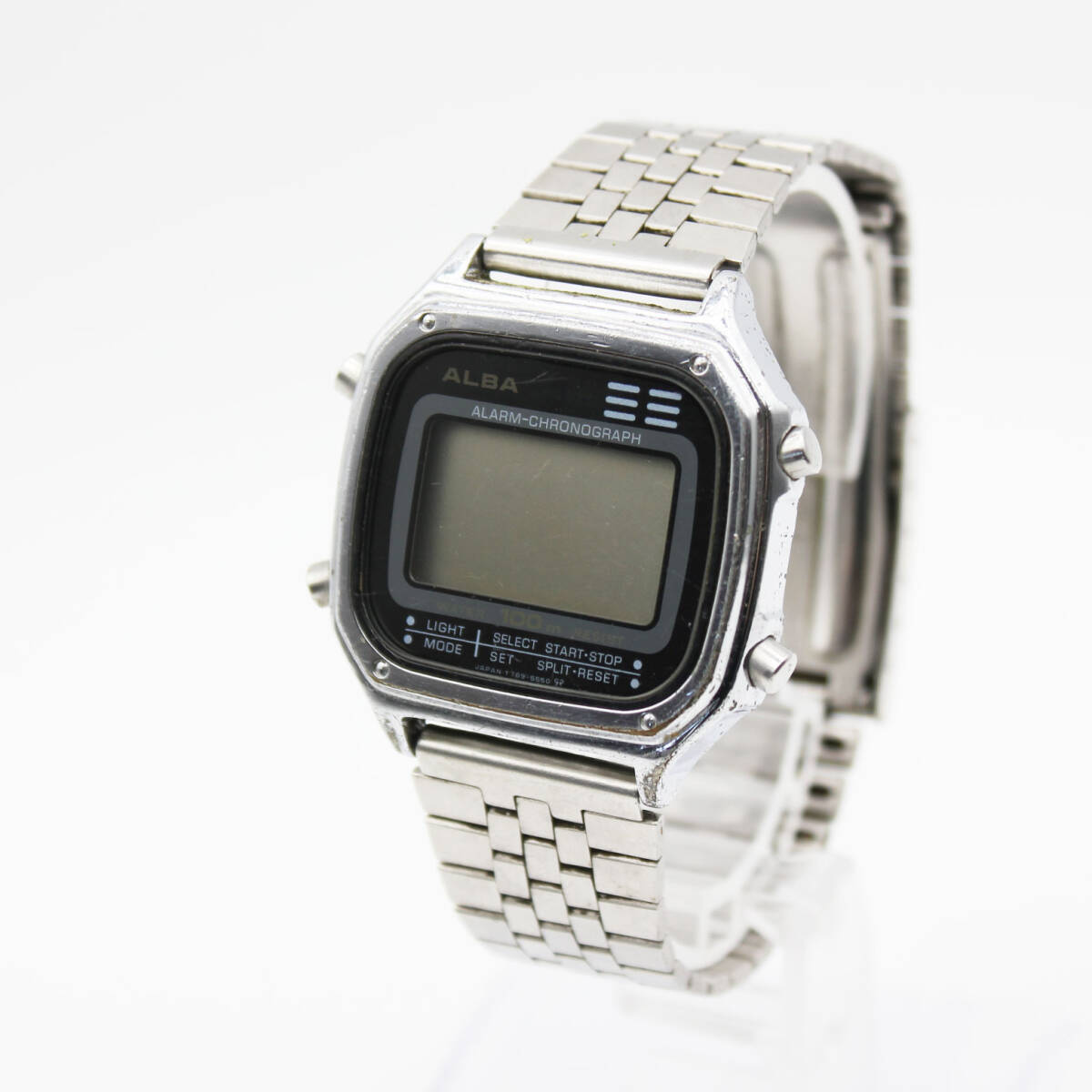 W260107-17 SEIKO ALBA セイコー アルバ Y789-5560 メンズ腕時計 クォーツ デジタル ジャンク アラームクロノグラフ シルバー