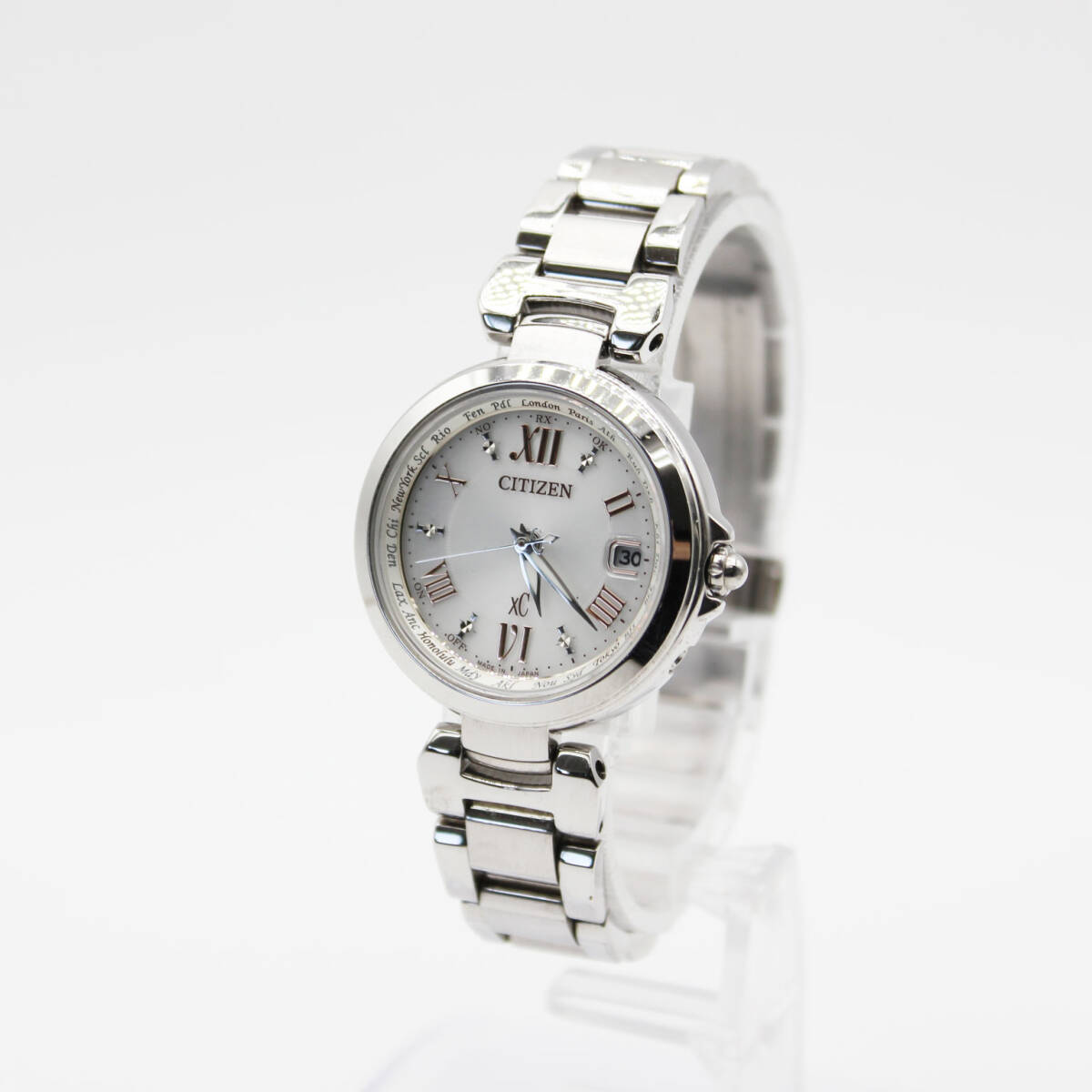 W260112-26 CITIZEN xC Eco-Drive シチズン クロスシー エコドライブ H240-T019072 レディース腕時計 ソーラー デイト 稼働品 シルバー