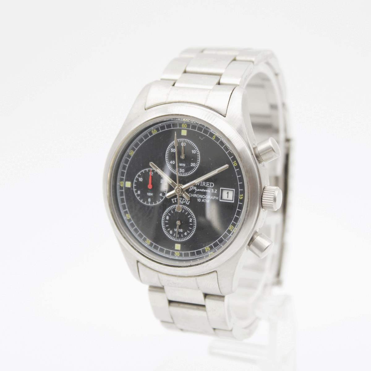 W260127-19 SEIKO WIRED セイコー ワイアード 2C メンズ腕時計 クォーツ デイト クロノグラフ ジャンク 文字盤ブラック シルバー