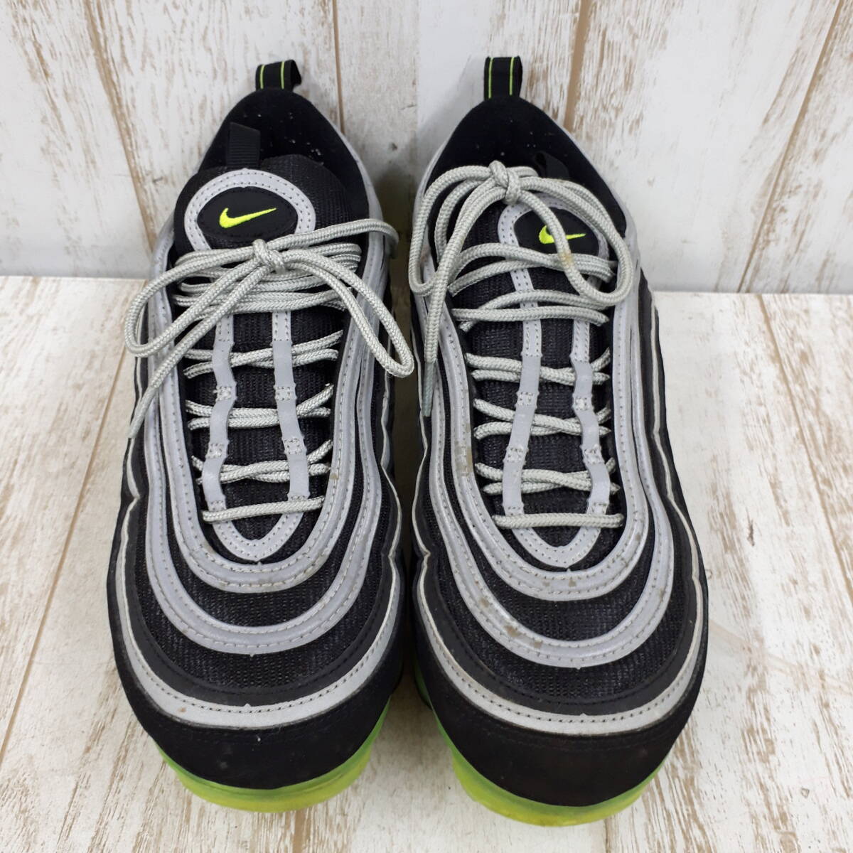 靴1575-187♪【80】NIKE AIR VAPOR MAX 97 Black VoltMetalic Silver 28㎝ AJ7291-001
