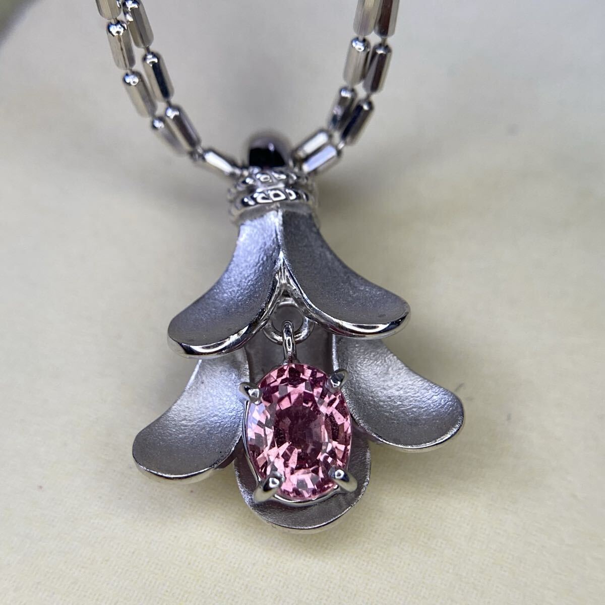 k18WG 山崎裕美子先生　パパラチアサファイアペンダント　ネックレス ペンダント