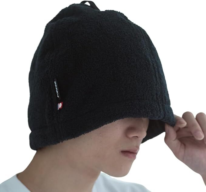 サウナボーイ ゆったり今治産タオルサウナハット ブラック 抗菌仕様 サウナハット サウナキャップ サウナ 今治