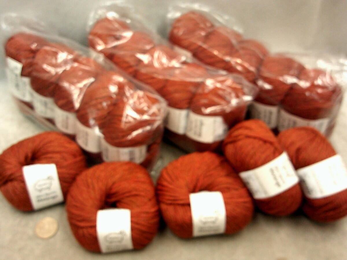 ☆ミニスポーツメランジ205☆純毛並太毛糸☆オレンジ色３０ｇ×２０玉