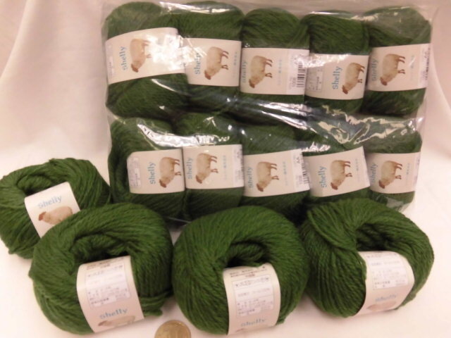 ☆シェリー合太８☆モトヒロ☆純毛毛糸☆緑色１４玉