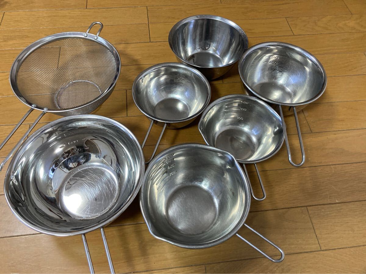 ステンレス製 計量メモリ付ボウル6点 ザル1点 計量 7点セット 調理器具