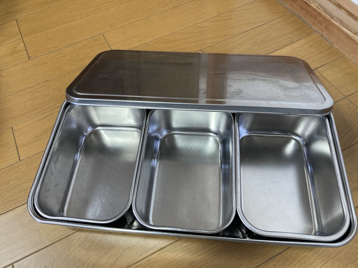 ステンレス製 深型組みバット1号3連 トレイ バット 調味料入れ 薬味入れ キッチン用品