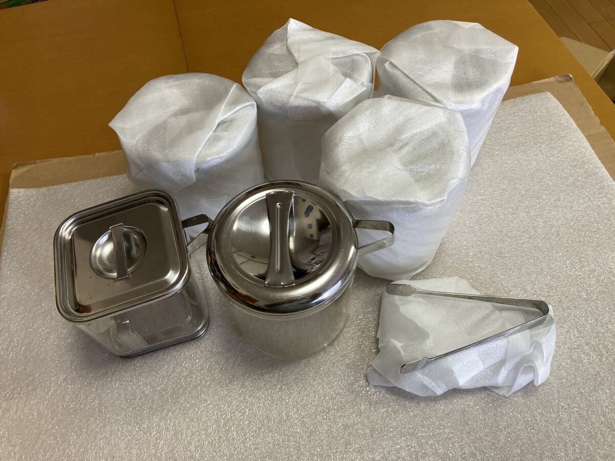 ステンレスフタ ポリカーポネート本体 キッチンポット 角型 1個 丸型5個 蓋付き トング6個セット お好み焼き用かつお節入れ 