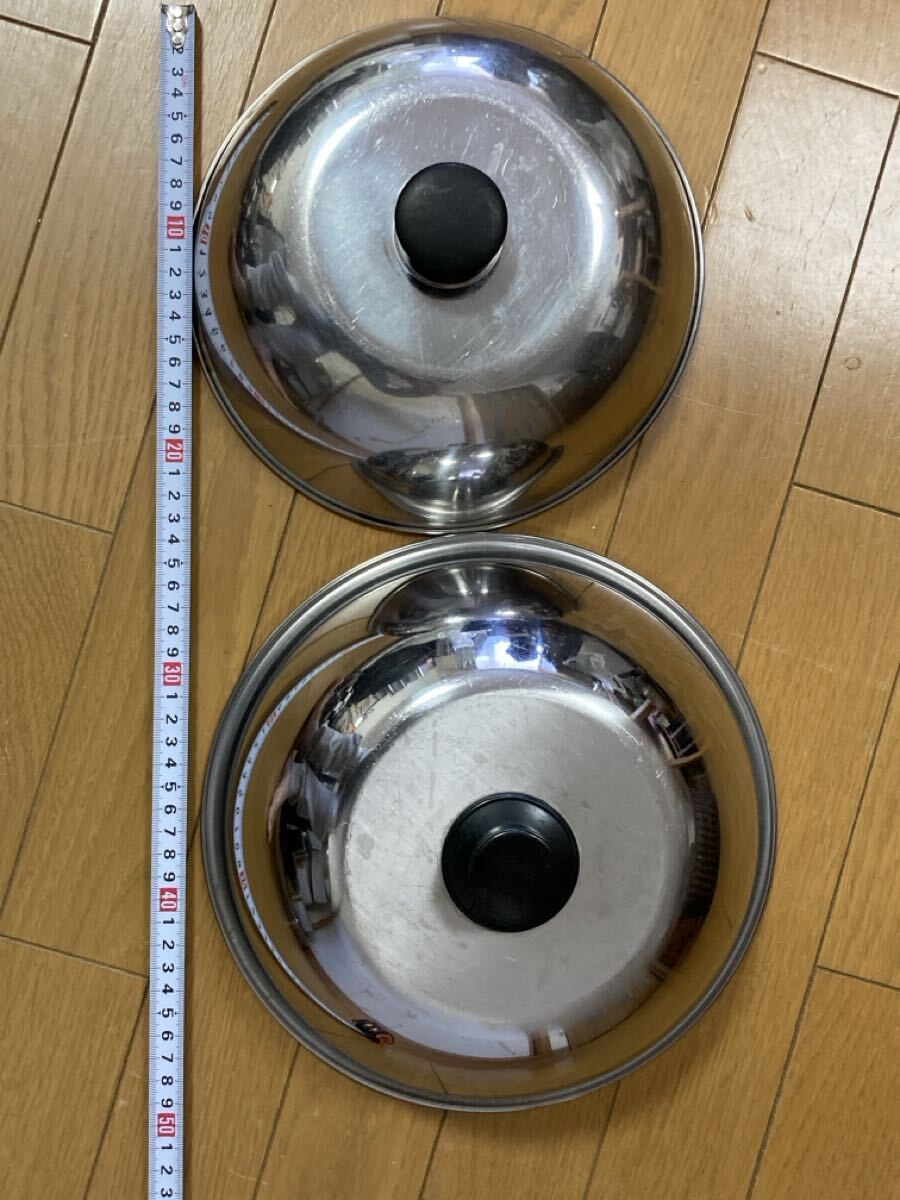 ステンレス製 ステーキ、お好み焼きカバー 鉄板焼フタ 2個セット 約27cm 24cm
