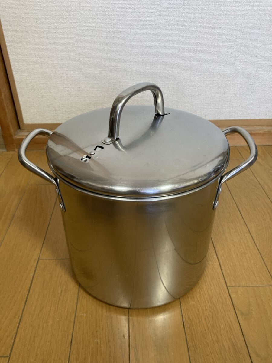 ステンレス製寸胴鍋（蓋付き）鍋底厚手直火用