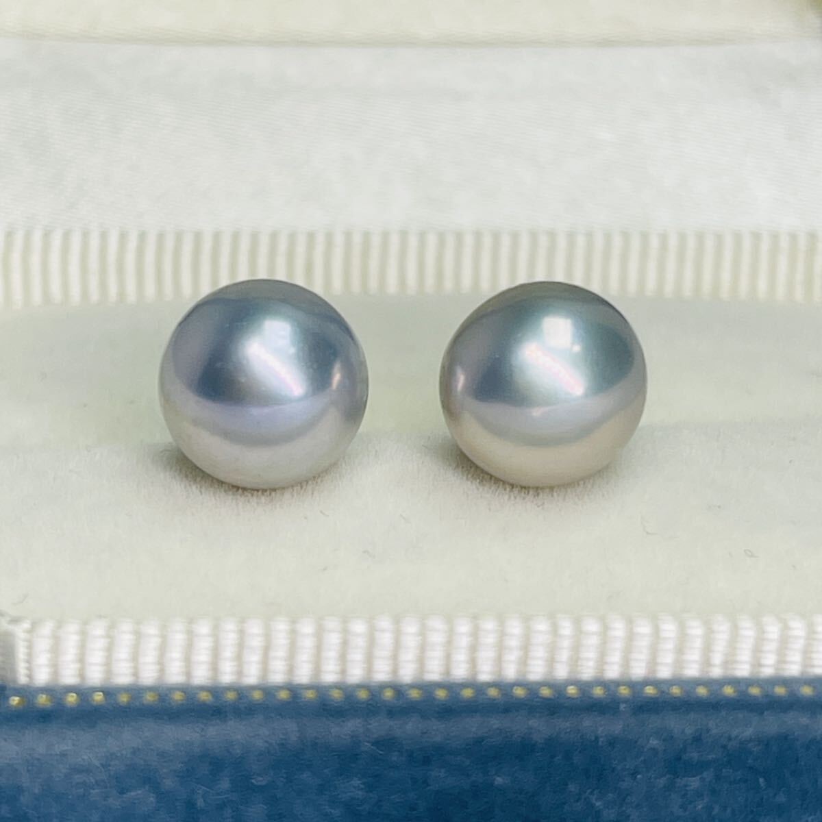 最強の光沢 極上 無核 本真珠ピアス オーロラグレー　パール　直結　シンプル　高級感 9mm 照り良く 大粒 発色抜群 パールピアス 真珠専門