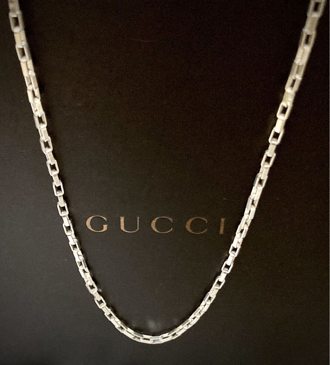 【即決】訳あり GUCCI/グッチ スクエア チェーン ネックレス シルバー925/スターリングシルバー(43cm)