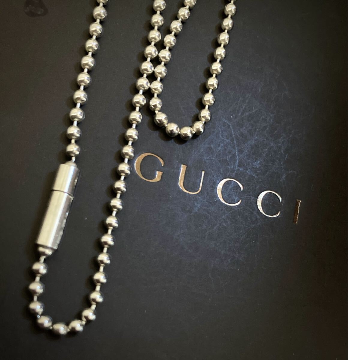 【即決】(V)正規品 GUCCI/グッチ ボールチェーンネックレス シルバー925 ドッグタグチェーン(60.5cm)