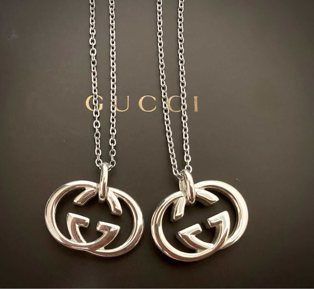 【即決】GUCCI/グッチ ペアネックレス 大きいタイプ インターロッキングG/GGロゴ ネックレス/ペンダント