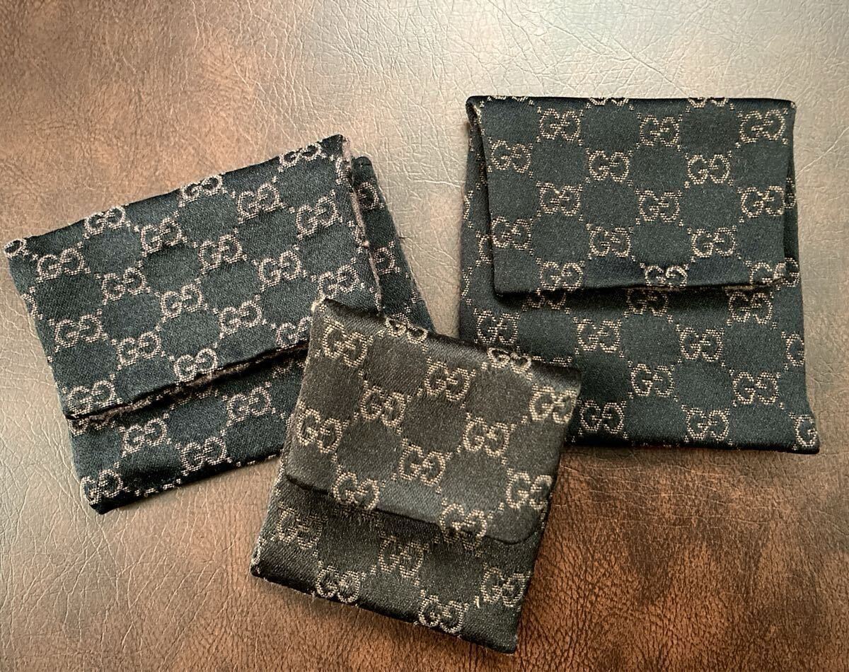 【即決】(1)GUCCI/グッチ ジュエリー保存袋/アクセサリー入れ 大小3枚セット(リング,ブレスレット,ピアス,ネックレスなどの保存に