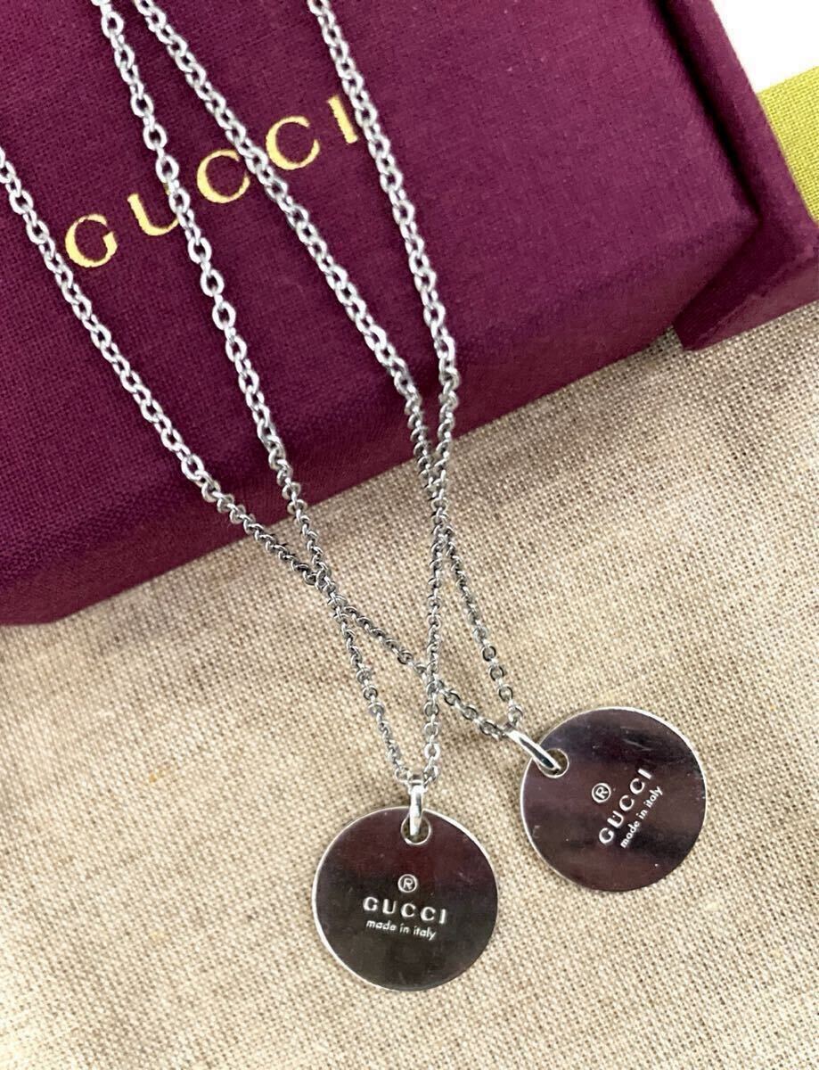 【即決】GUCCI/グッチ ペアネックレス ラウンド/サークル/丸型 ネックレス/ペンダント(チェーン50cm)