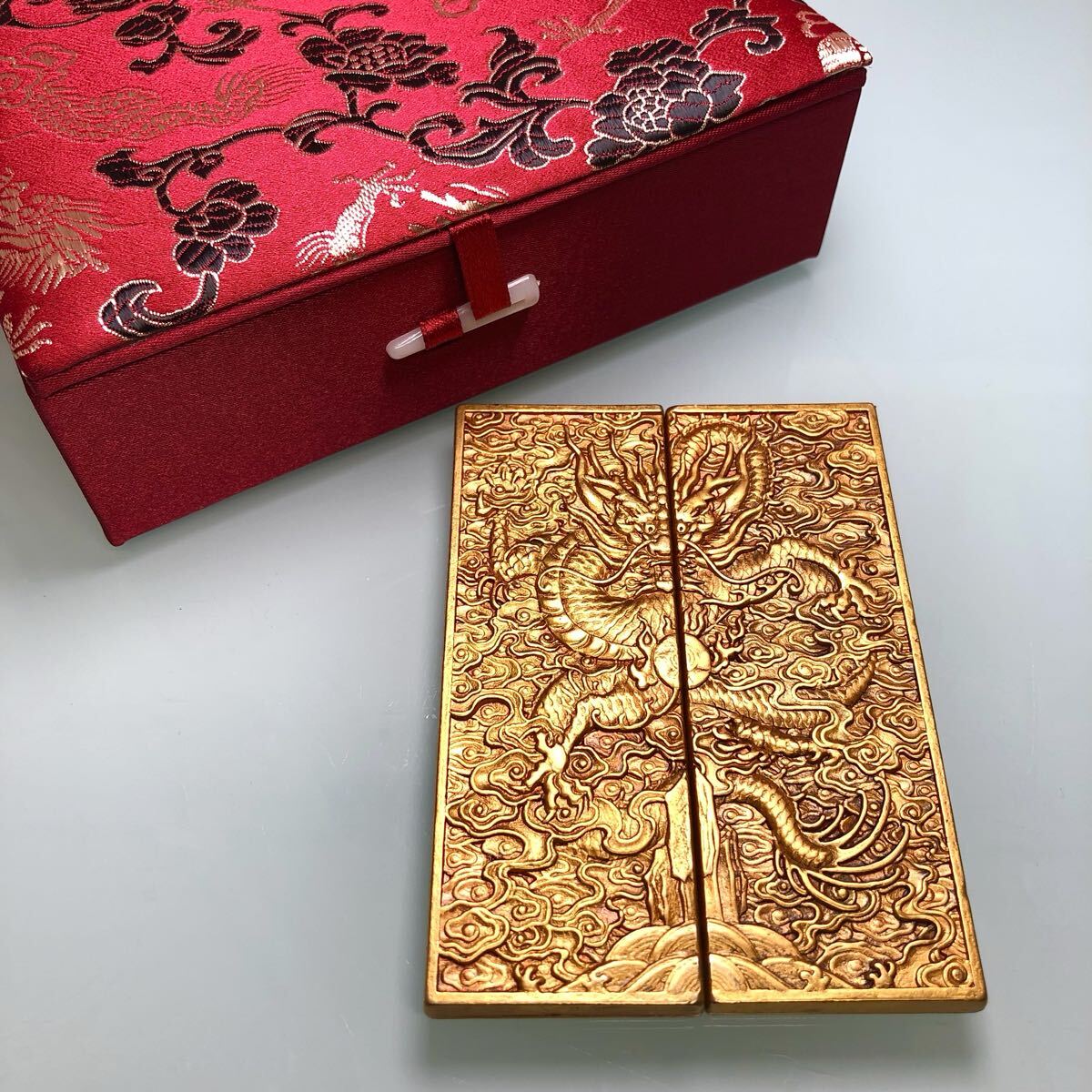 古美術　太祖皇帝　金龍　金冊　梁王 對金牌 金片 アンティーク　時代物　縁起物　美品