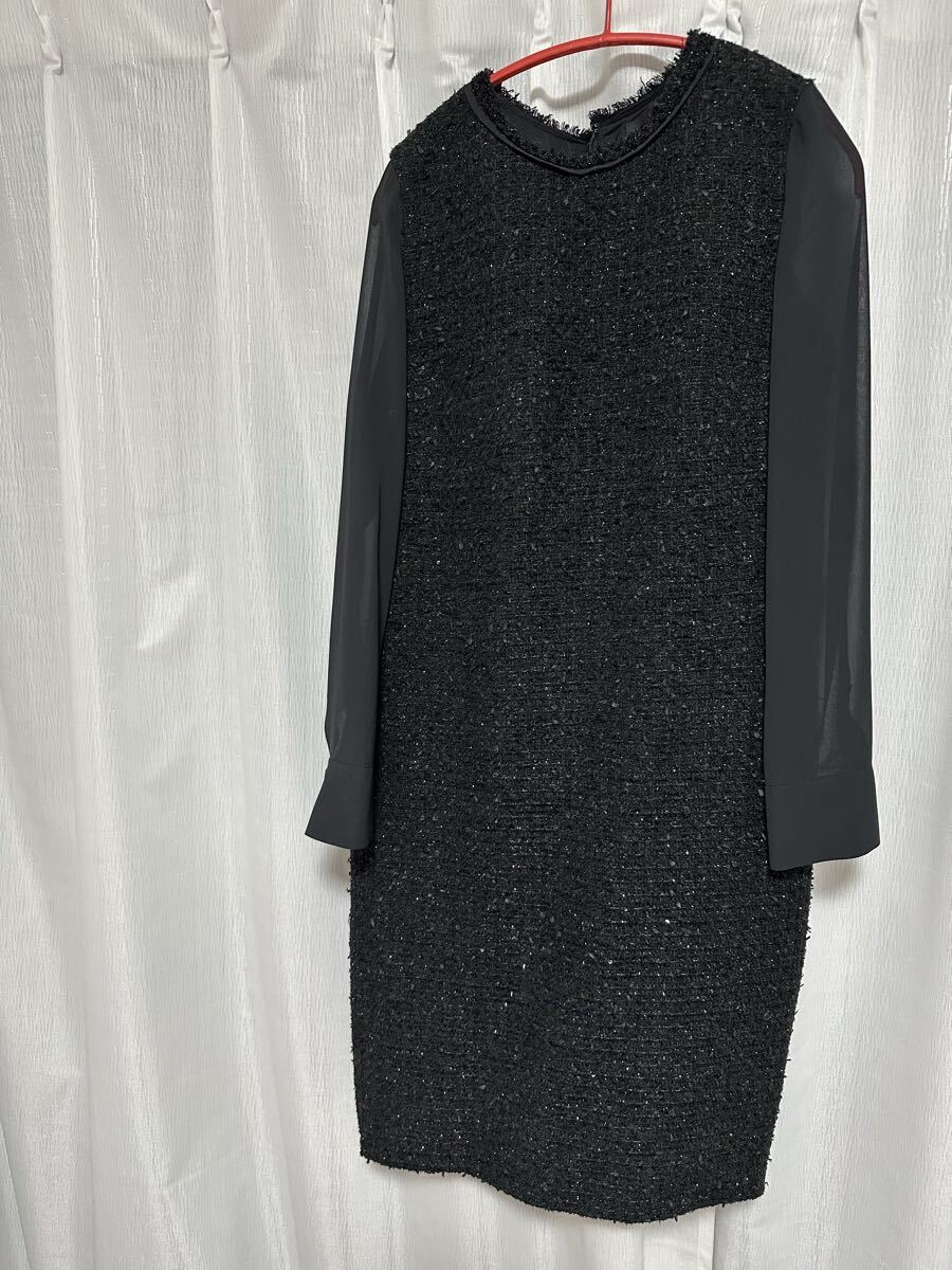 極美品　ランバンLANVIN COLLECTION 長袖ワンピース ラメ入り フォーマルドレス