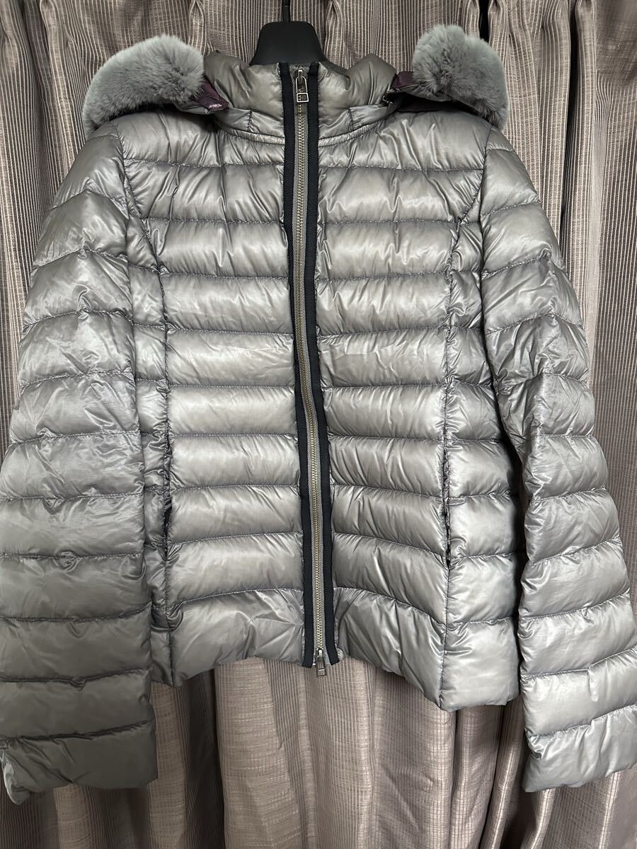 美品　ランバンLANVIN Collection ダウンジャケット フード付き グレー