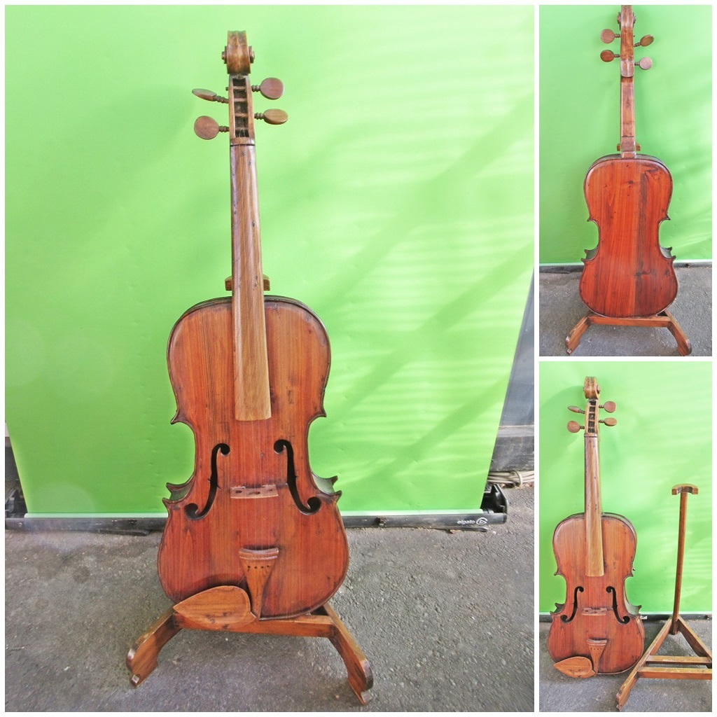 ◆[K0116]楽器オブジェ　バイオリン　彫刻　全長約135cm　装飾用オブジェ　美術品　ヴィンテージ　アンティーク　引取り限定（大阪市）