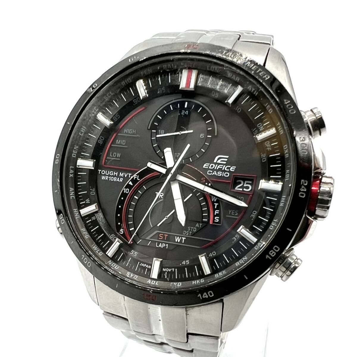 ■【稼働】 CASIO カシオ EDIFICE エディフィス EQW-A1300 シルバー ブラック レッド 電波ソーラー 腕時計