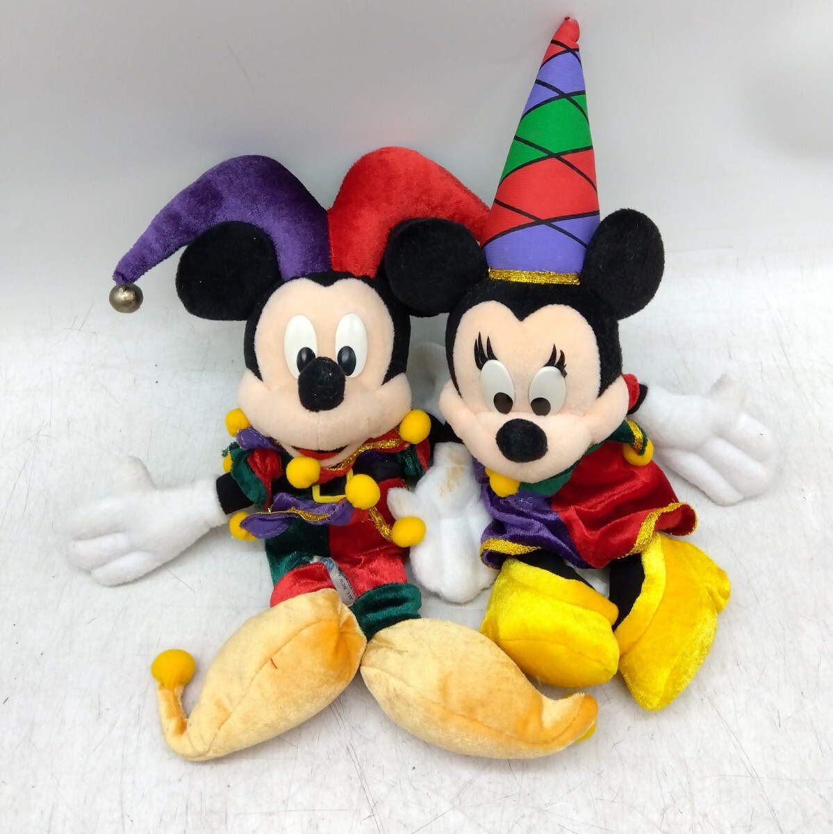【保管品】TDL ディズニーランド １５周年記念限定 ミッキー ミニー ペア ピエロ コスチューム 希少 ぬいぐるみ コレクション DM0128O