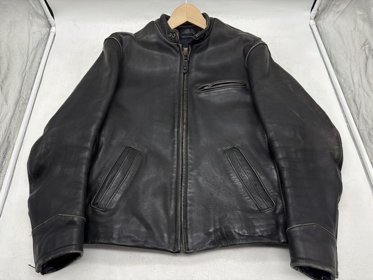 【中古】Harley-Davidson シングル ライダース ジャケット M〜Lサイズ相当 黒 ブラック レザー 茶しん バイク モーターサイクル DM0120M