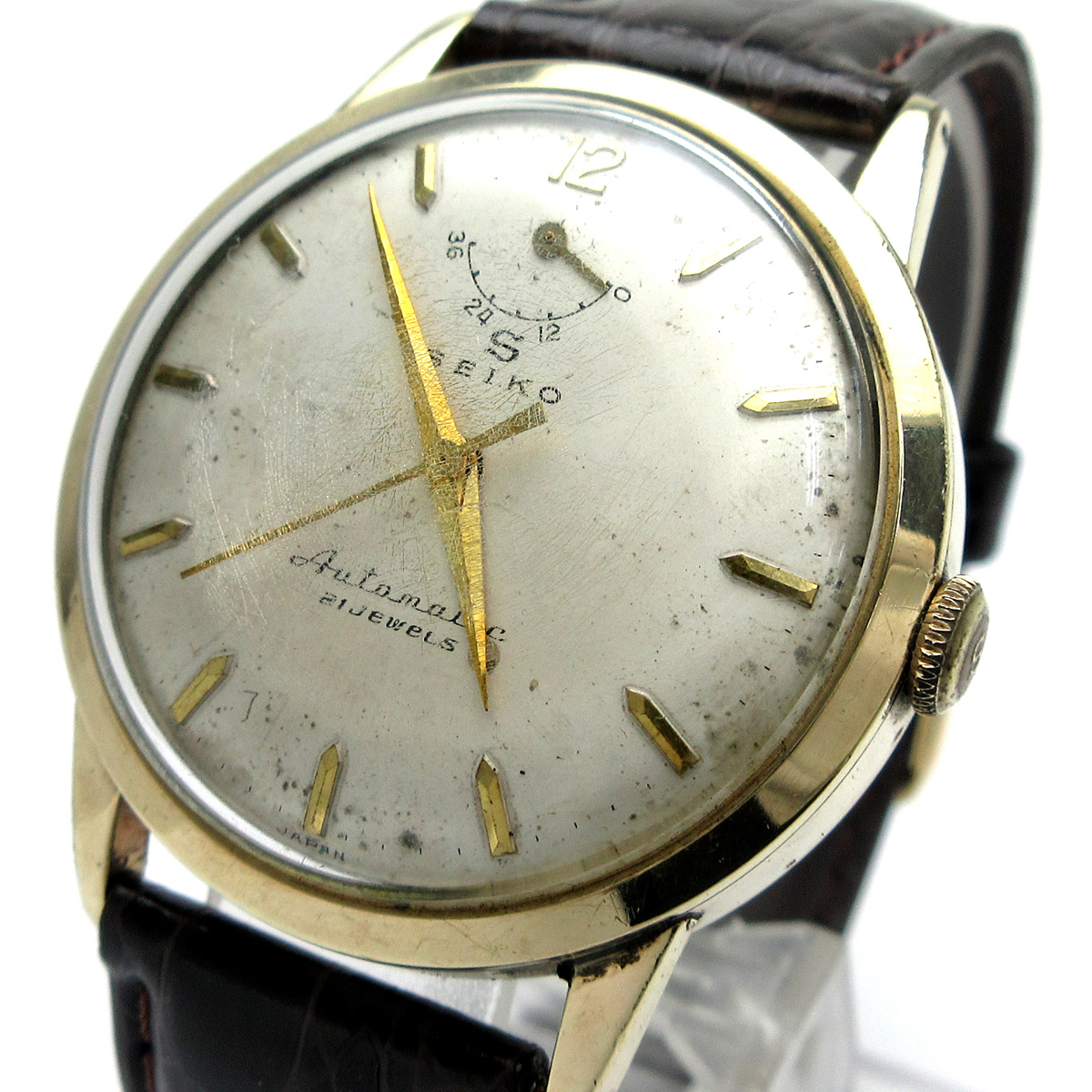 セイコー 時計 SEIKO オートマチック メンズ インジケーター K14金張り 精工舎 14040 1958年 蛇S ヴィンテージ 稼動品 希少