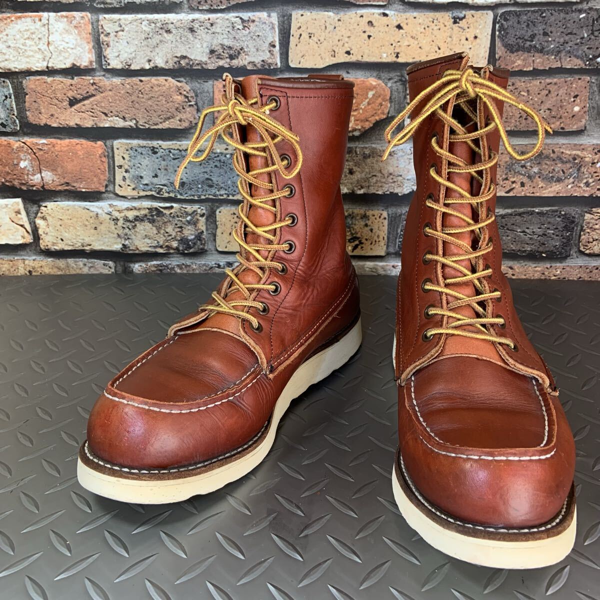 ☆REDWING　 877 　8-inch Classic Moc　四角犬タグ　1997年製　US7.5D　JP25.5㎝　レッドウイング　VINTAGE　アメリカ製　 (26A17-877)