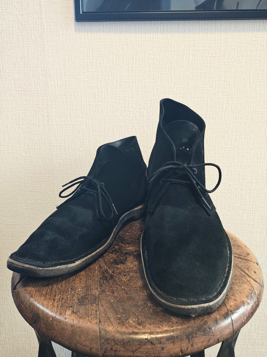 英国製 Clarks デザート ブーツ UK11 ブラック スウェード チャッカ クラークス 31cm 黒 ビンテージ スエード