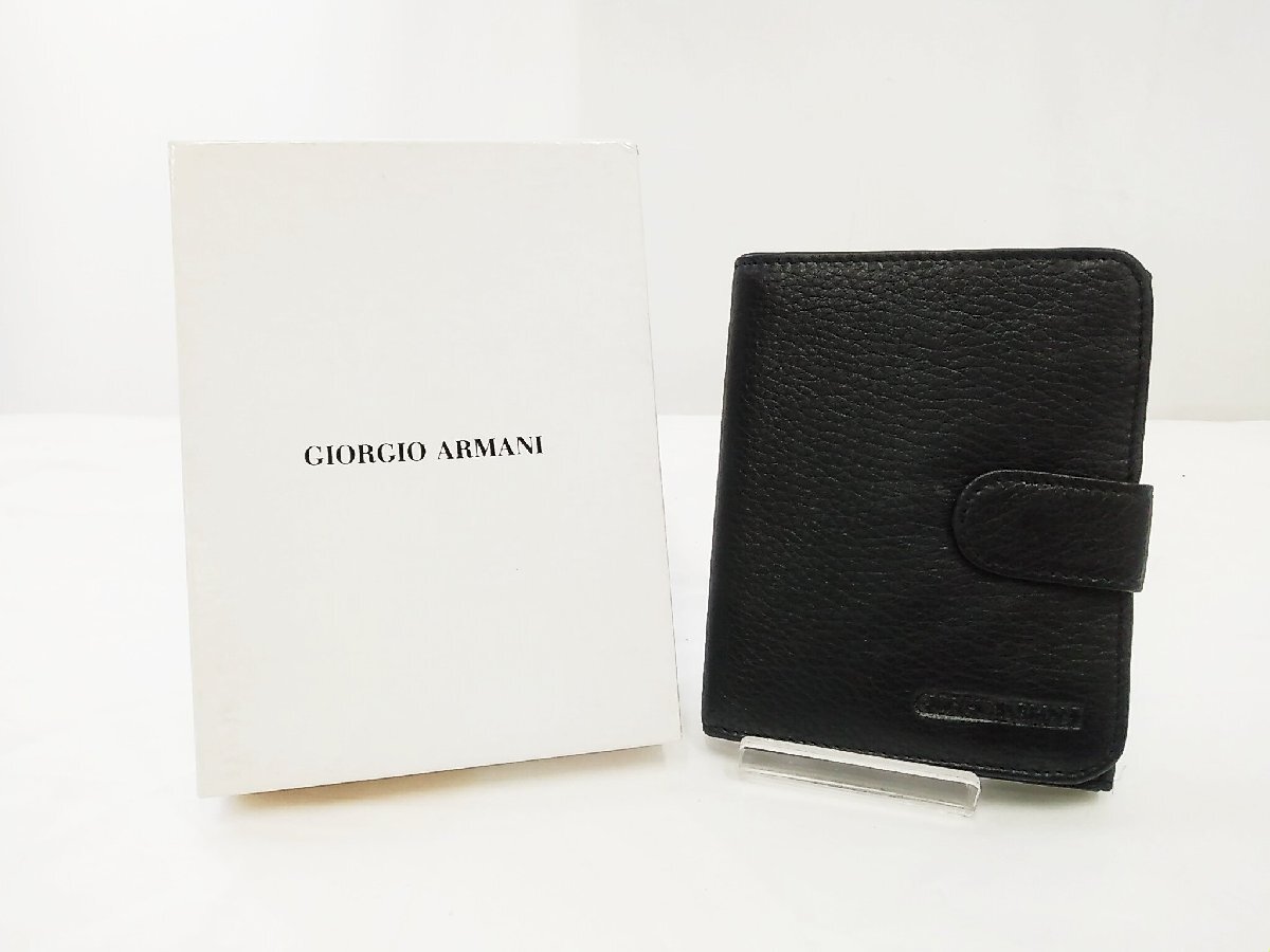 GIORGIO ARMANI 二つ折り 財布 ジョルジオ アルマーニ メンズ さいふ ブラック レザー / 名古屋発1-96△