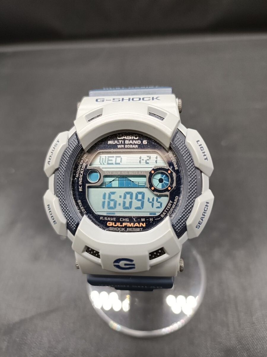 1【稼働品】CASIO カシオ G-SHOCK ガルフマン GW-9110ER 3217 電波ソーラー 純正ベルト グレー×ネイビー メンズ 