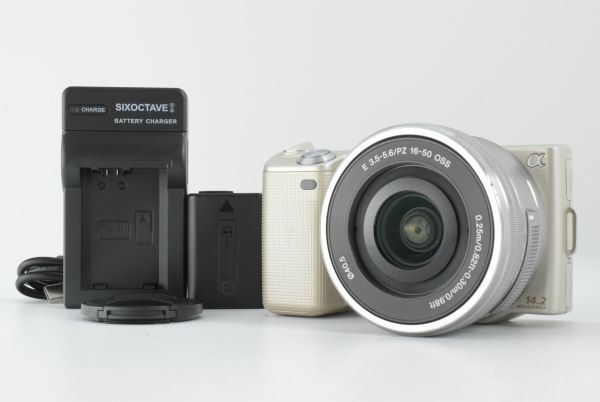 【美品 シャッターカウント 6156回】英語版 Sony NEX-5 Gold w/16-50mm Lens Silver ソニー ミラーレス一眼レフカメラ (EF-TN-JP1832)