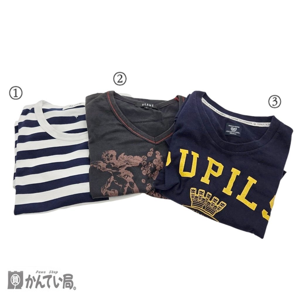 メンズ Tシャツ 3枚セット まとめ ALOYE アロイ BEAMS ビームス Lサイズ COMME CA COMMUNE コムサコミューン Mサイズ 紳士 綿100％
