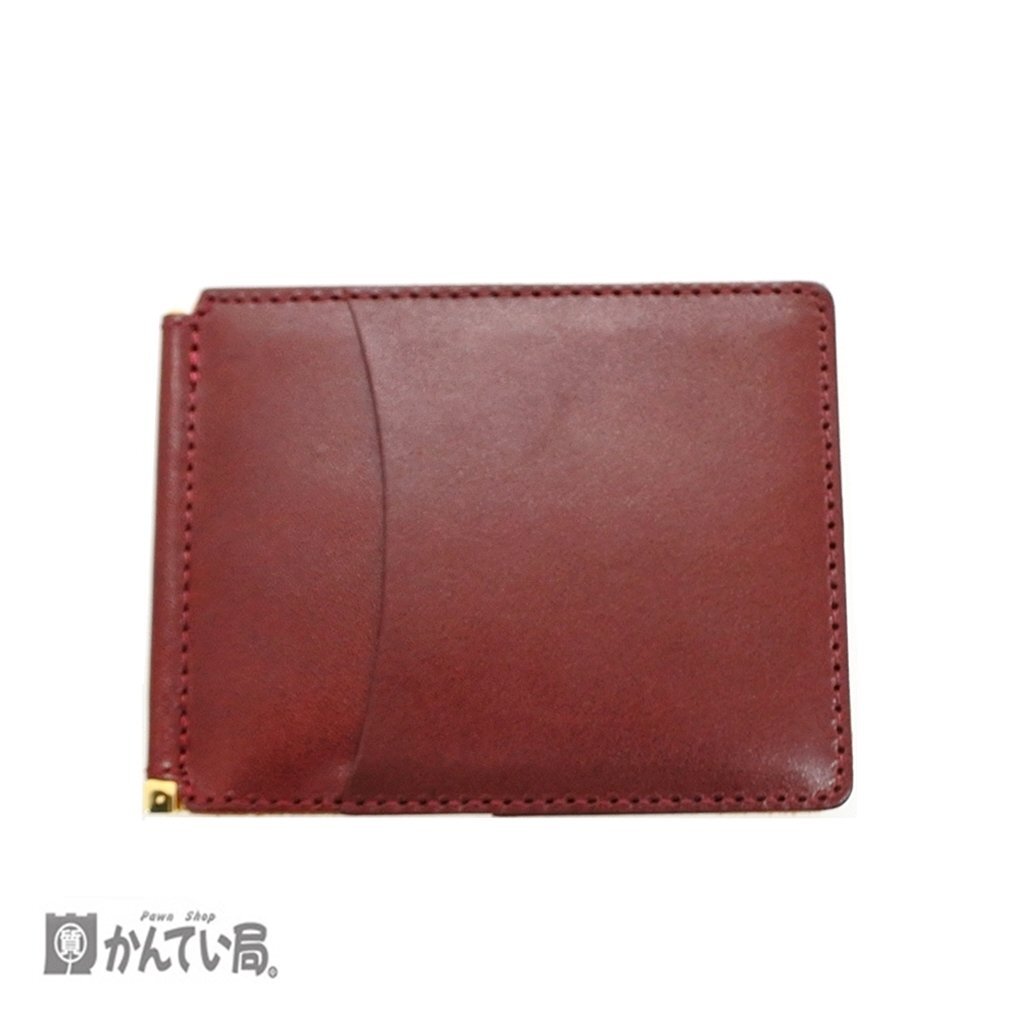 美品 MIRA QUATTRO ヴィーノ・アリニン マネークリップ 財布 コンパクト レザー ユニセックス メンズ 札ばさみ ボルドー クリックポスト