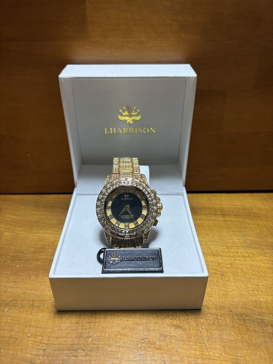 管C009 J.HARRISON ソーラー腕時計　アナログ　JH-025 ゴールド ジョンハリソン ソーラー電波時計 腕時計 