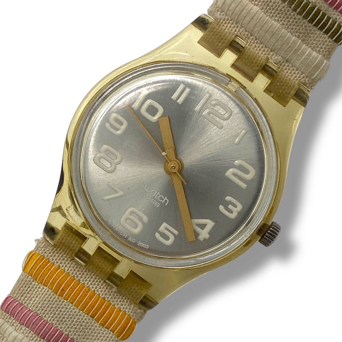 稼働/新品電池 スウォッチ Swatch 腕時計 アナログ クォーツ シルバー クリア ベージュ 2003年 レディース ts103