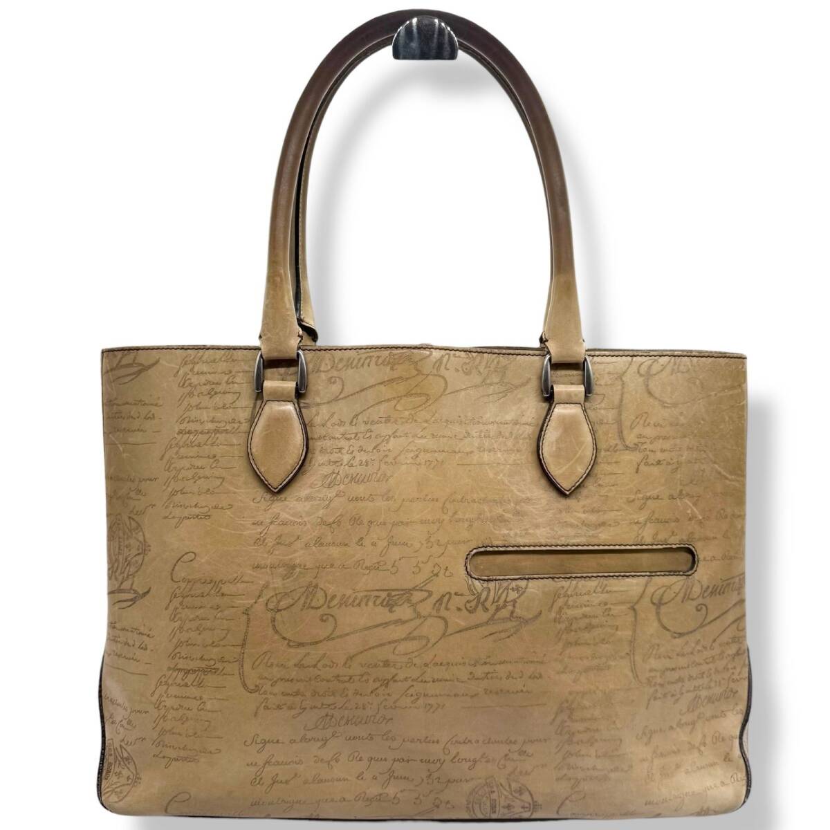 ベルルッティ　トゥジュール　トートバッグ　カリグラフィ 　ベージュ系　ビジネスバッグ　メンズ　レザー　Berluti　Toujours　A4可　4568