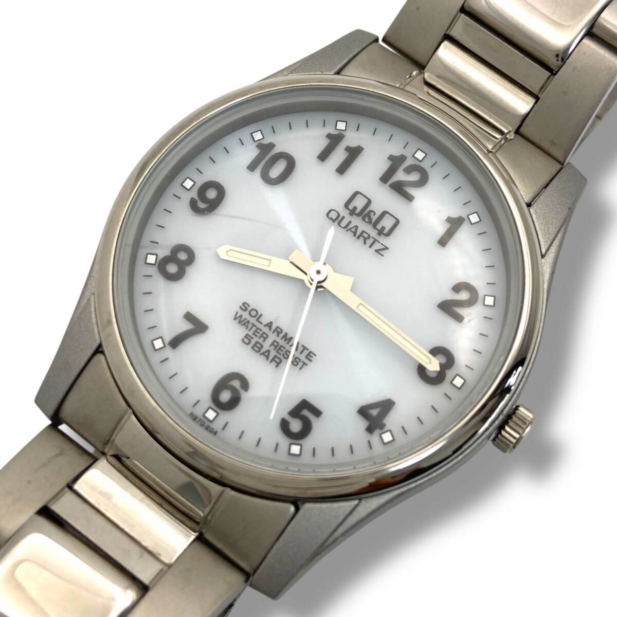 稼働 シチズン CITIZEN キューアンドキュー Q&Q EL31 腕時計 ソーラー シルバー ホワイト メンズ 3針 ts136
