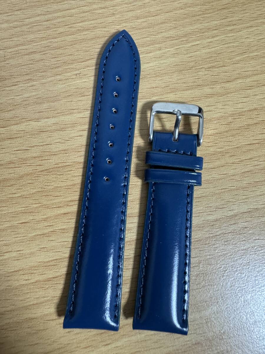 新作●新品 コードバン 時計ベルト ラグ幅20mm 20x18mm 馬革 ハンドメイド 銀尾錠 肉厚感脱着可能 ネイビー
