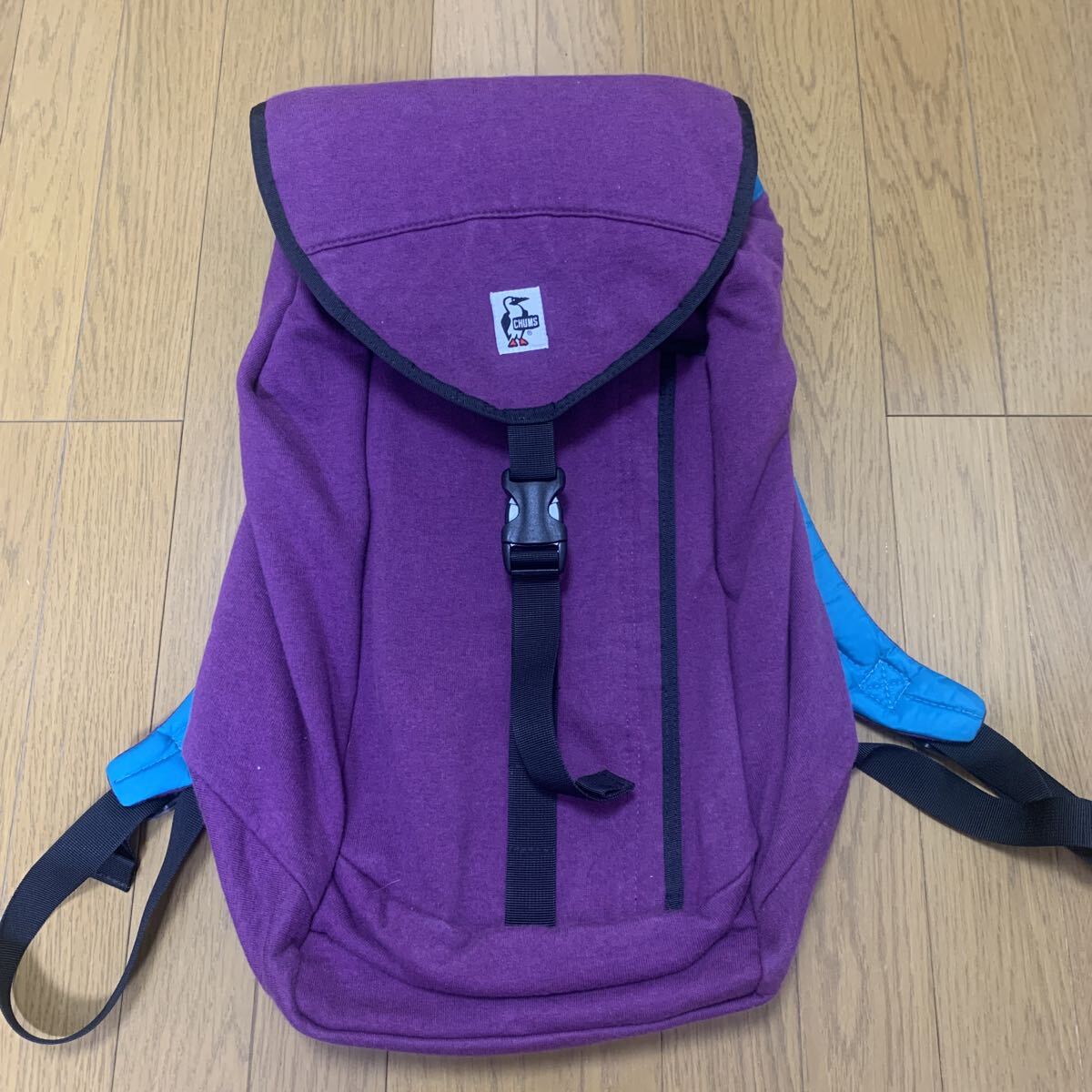 極美品 チャムス CHUMS リュック スウェット ナイロン バックパック 収納多数 紫 アウトドア パープル