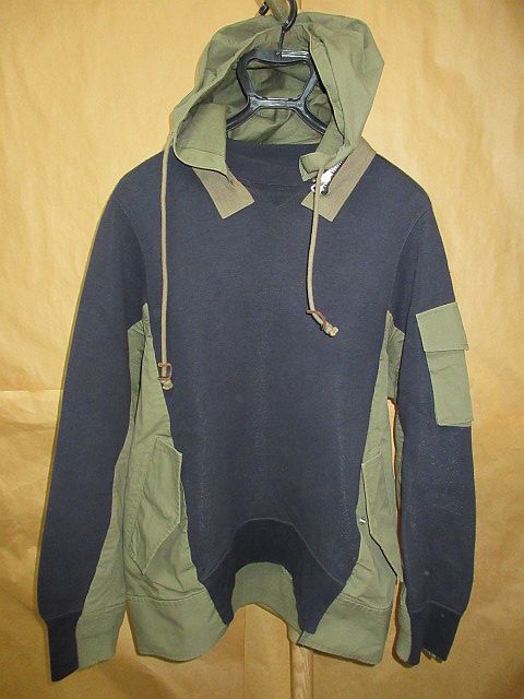 sacai サカイ SPONGE SWEAT HOODIE 20-02233M スポンジ スウェット 　ドッキング　再構築　MA-1 フード パーカー　3