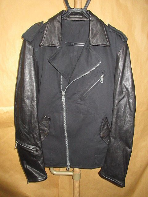 ヨウジヤマモト　オム　Yohji Yamamoto POUR HOMME 袖　レザー　ダブル　ライダース　ジャケット　黒　3