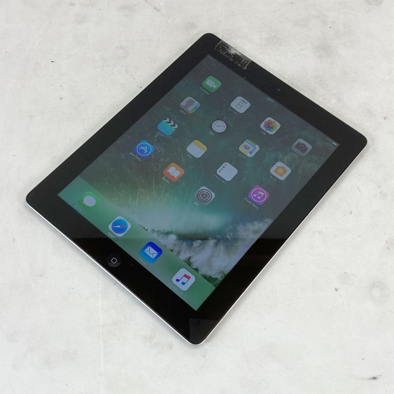 通電・起動します 液晶ヒビ有 ★ Apple iPad MD512J/A 第4世代(2012) AppleA6X メモリ1GB ストレージ64GB 9.7型 充電機付 #4859-K