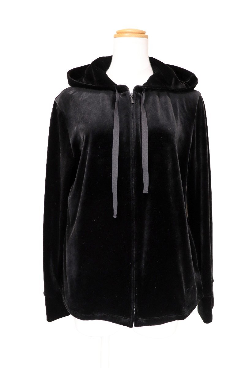 ☆美品2024☆VELOUR NOIR/FOXEY NEW YORKフォクシー/ベロアパーカー：42/黒xa118