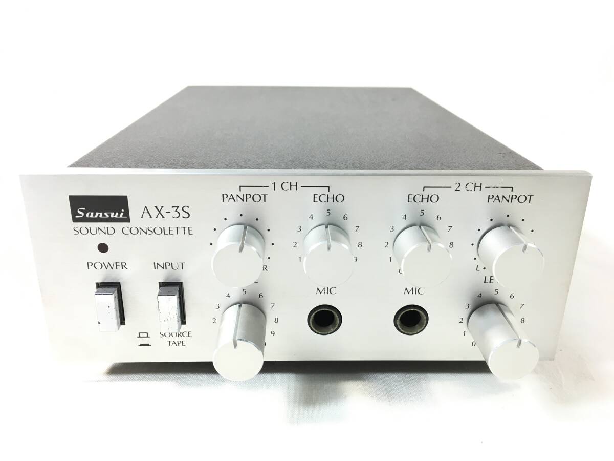 ＳＡＮＳＵＩ　ＡＸ－３Ｓ　サウンドコンソレット（マイクミキサー）　マイク×２入力可能　ＰＡＮＰＯＴ、エコー調節可能　サンスイ　②